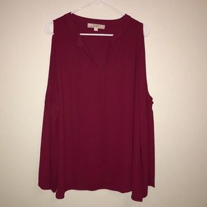 Pink cold shoulder top